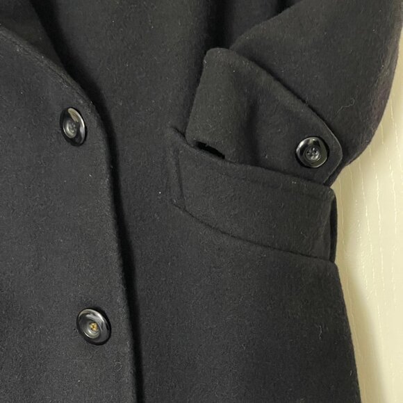 DONNYBROOK Black Vintage 100% Wool Coat Double Breasted full Length S 2P - Picture 5 of 14